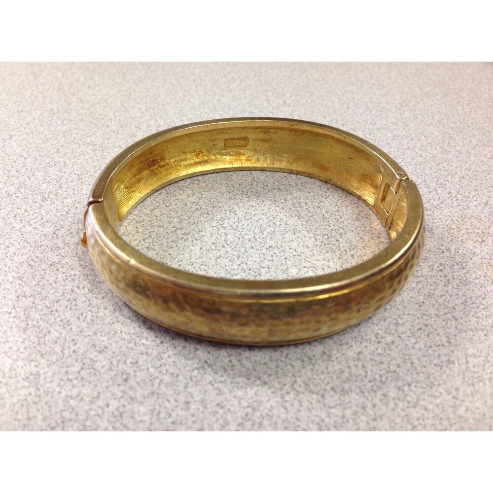 Vintage Napier Hammered Goldtone Metal Cuff Bracelet 8" Wide Fashion Jewelry